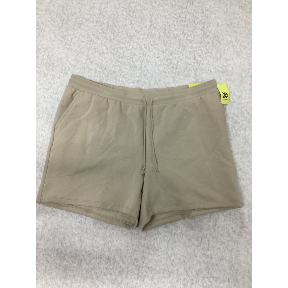 All in Motion Womens Fleece Shorts Almond Beige XXL High Rise Drawstring New